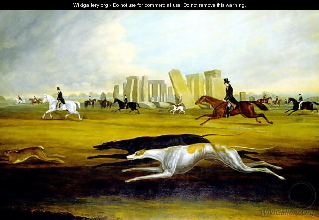 The Pinckney Family Coursing at Stonehenge, 1845 - Samuel Spode