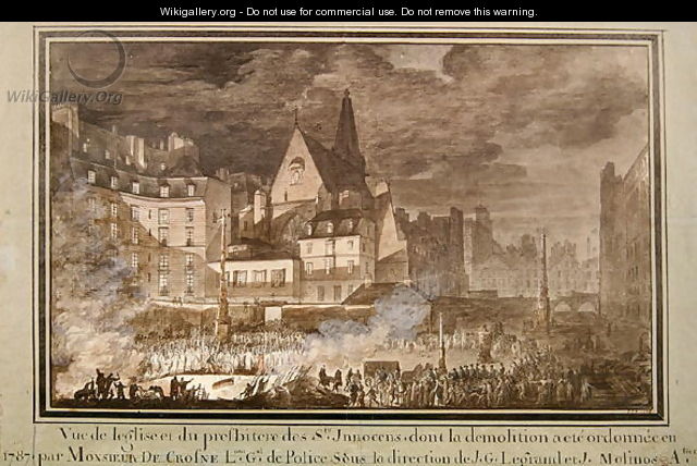 View of the Presbytery and Eglise des Saints-Innocents During Demolition, 1787 - (attr. to) Sobre, Jean Nicolas