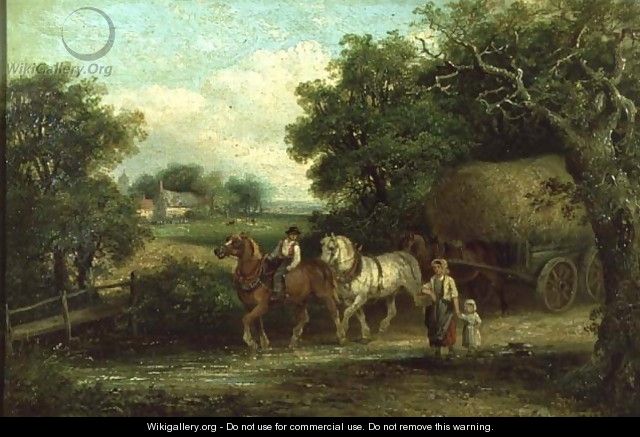 The Haycart Crossing the Ford in Summer - Thomas Smythe