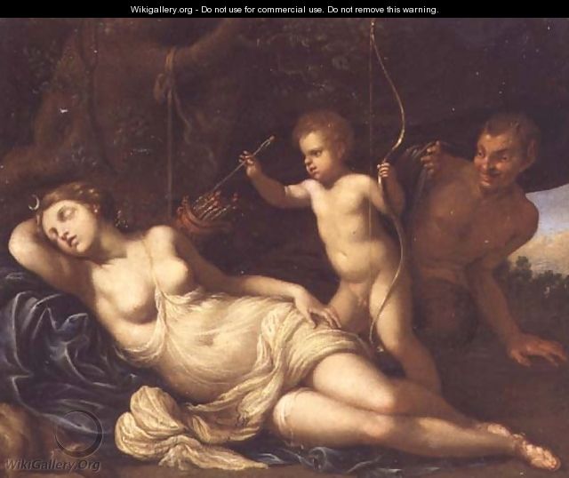 The sleeping Diana surprised by Cupid and a Satyr - Giovanni Gioseffo da Sole
