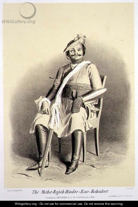 The Maha-Rajah-Hindoo-Rao-Babadoor, from Voyage in India, engraved by Jules Trayer 1824-1901 pub. in London, 1858 - (after) Soltykoff, A.