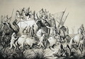 Chir Singh, Maharaja of the Sikhs with the King of Punjab and his retinue from Voyage in India, engraved by Louis Henri de Rudder 1807-81 1849 - (after) Soltykoff, A.