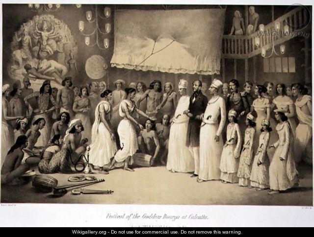 Festival of the Goddess Dourga at Calcutta, from Voyage in India, engraved by Louis Henri de Rudder 1807-81 pub. in London, 1858 - (after) Soltykoff, A.