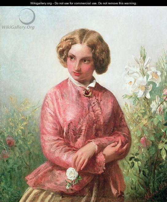 Portrait of a young girl with a rose - Abraham Solomon
