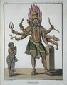 Shiva as Virapatren, Lord with the ill-formed Evil Eye, from Voyage aux Indes et a la Chine by Pierre Sonnerat, engraved by Poisson, published 1782 - (after) Sonnerat, Pierre