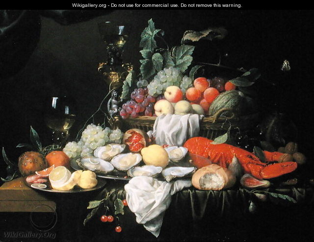 Still Life with Lemon, Oysters, Lobster and Fruit, 1658 - Joris Van Son