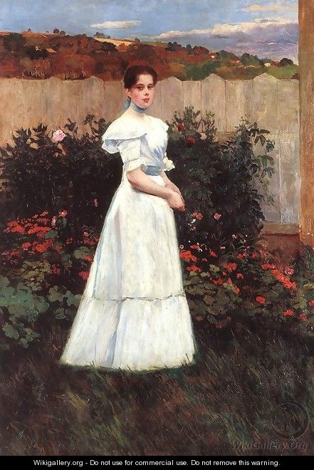 Young Lady in Flower Garden - Tivadar Zemplenyi