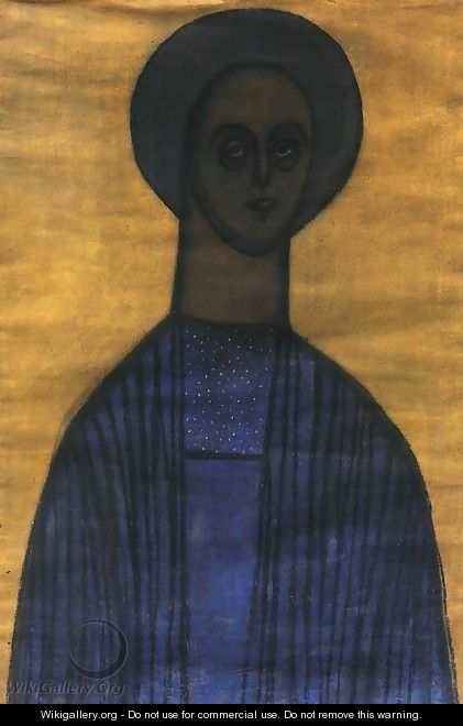 Self-portrait with Icon 1936 - Lajos Vajda