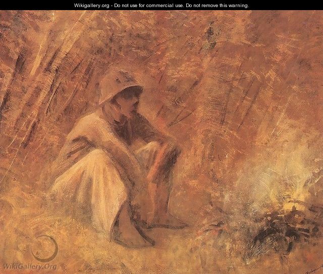 Peasant Resting by the Fire c. 1913 - Laszlo Mednyanszky
