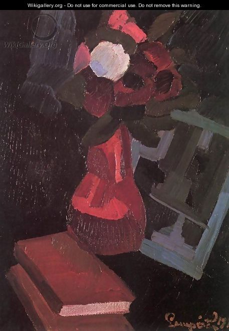 Flower-piece with Books 1916 - Jozsef Nemes Lamperth