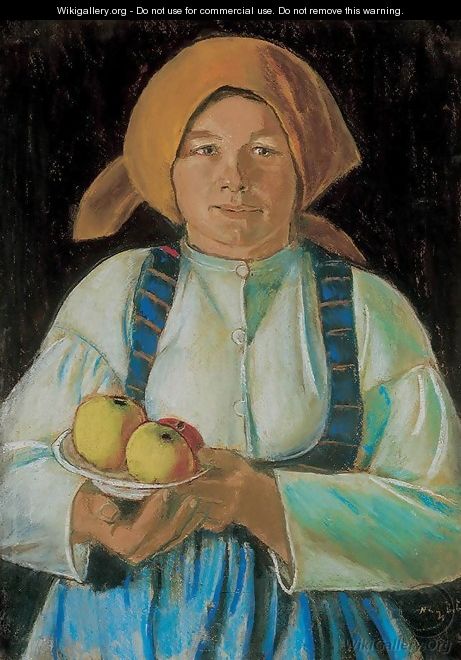 Young Woman Holding Apples 1934 - Istvan Nagy