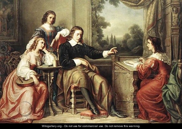 Milton Dictates the Lost Paradise to His Three Daughters 1862 - Soma Orlai Petrich