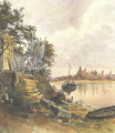Regensburg View of the River Bank 1849 - Karoly Lajos Libay