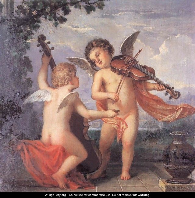 Putti Playing Music sketch c. 1884 - Mihaly Kovacs