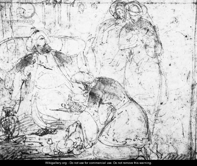 Scene in a Harem sketch 1842 - Mihaly Kovacs