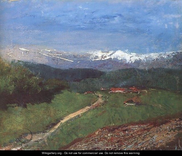 Landscape in the Alps View from the Rax c. 1900 - Laszlo Mednyanszky