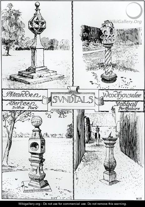 Sundials Pitmedden, Duthie Park, Aberdeen, Woodhouselee and Stobhall, Perthshire, c.1900 - Harry Inigo Triggs