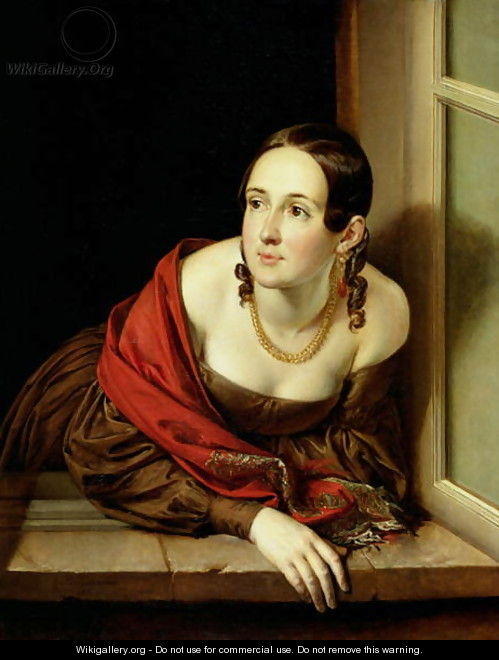 Woman at her Window or, The Wife of a Treasurer, 1841 - Vasili Andreevich Tropinin