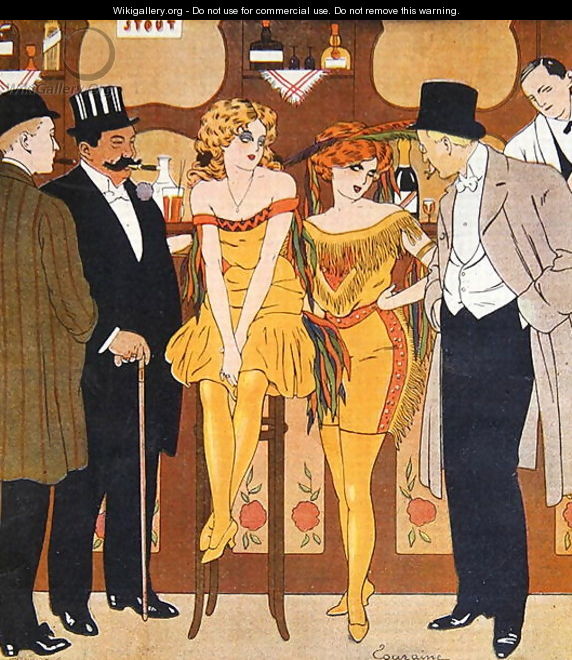 Caricature of prostitutes with their clients, from Le Rire, 1901 - Edouard Touraine
