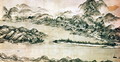 Landscape of mountains and a river in cursive style - Sesshu Toya