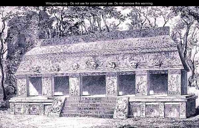 Restoration of the Inner Wing of the Palace at Palenque, from The Ancient Cities of the New World, by Claude-Joseph-Desire Charnay, pub. 1887 - Henri Toussaint