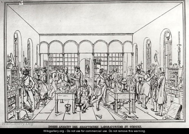View of the chemistry laboratory of Baron Justus von Liebig 1803-73 at Giessen - Carl Friedrich Wilhelm Trautschold
