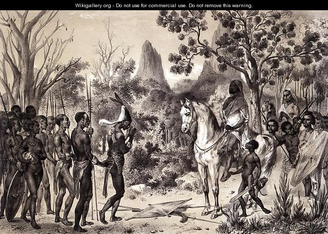 Ceremony introducing a Negro Chief to a Sennarian King, from Voyages au Soudan Oriental et dans lAfrique Septentrionale by Pierre Tremaux 1818-95 engraved by Laurens, 1852 - Pierre Tremaux