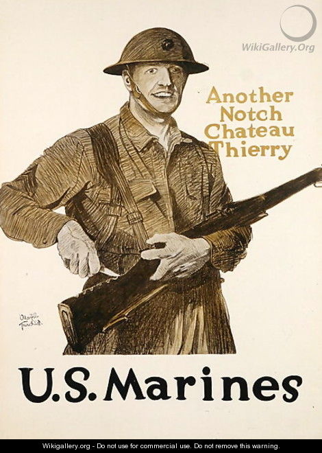 Poster for the U.S. Marines celebrating victory in the Battle of Chateau Thierry, 1918 - Adolph Treidler