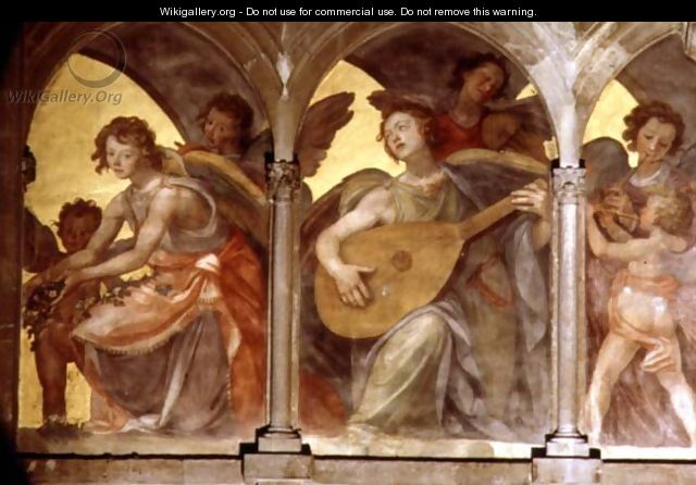Musical angels within a trompe loeil cloister, from the interior west facade 2 - Santi Di Tito