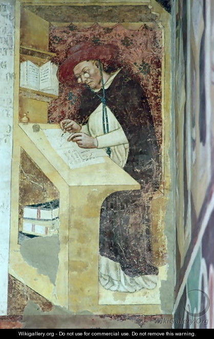 Hugues de Provence at his Desk, from the Cycle of Forty Illustrious Members of the Dominican Order in the Chapterhouse 1342 - Tommaso da Modena Barisino or Rabisino