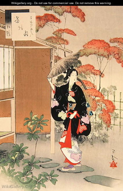 Tea Ceremony A Woman of the Hoei Era, from the series A Selection of the Thirty-Six Beauties, 1893 - Mizuno Toshikata
