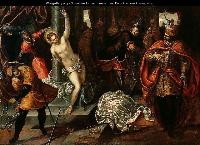 Saint Catherine of Alexandria being whipped in the presence of Emperor Maxentius - Jacopo Tintoretto (Robusti)