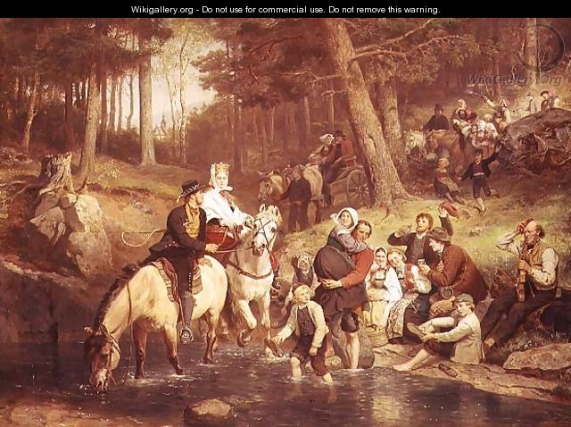 The water crossing - Adolph Tidemand