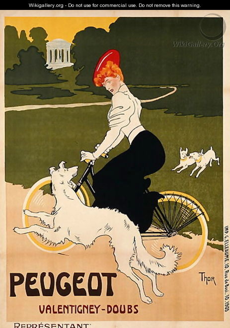Poster advertising Peugeot bicycles, printed by G. Elleaume, c.1910 - Walter Thor