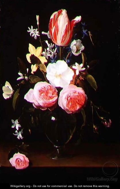 Still life with flowers in a glass vase - Jan Philip van Thielen
