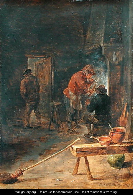 Farmers around a Fireplace - David The Younger Teniers