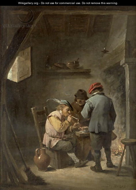 Peasants by an Inn Fire - David The Younger Teniers