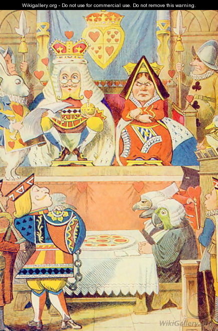 The Trial of the Knave of Hearts, illustration from Alice in Wonderland by Lewis Carroll 1832-9 - John Tenniel