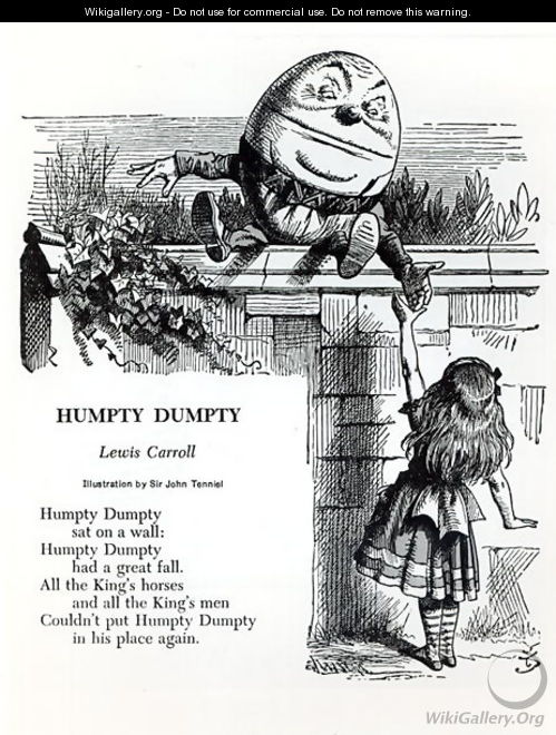 Humpty Dumpty, illustration for the nursery rhyme by Lewis Carroll 1832-98 - John Tenniel