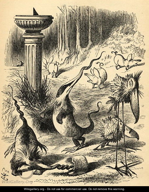 The Borogoves, Toves and the Raths, illustration from Through the Looking Glass by Lewis Carroll 1832-98 first published 1871 - John Tenniel