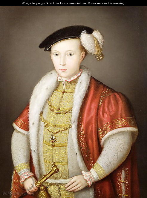 Edward VI with the chain of the Order of the Garter, after the portrait in the Collection of H.M. Queen Elizabeth II, c.1600 - William Scrots