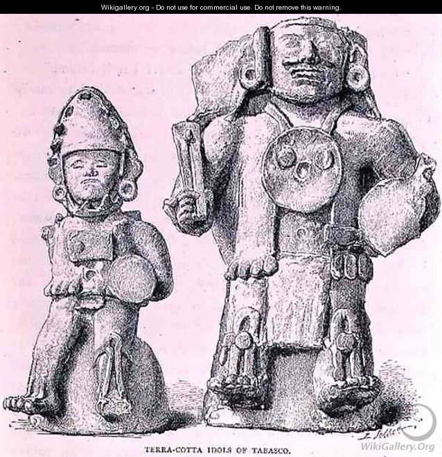 Terracotta Idols of Tabasco, from The Ancient Cities of New Mexico, by Claude-Joseph-Desire Charnay, pub. 1887 - (after) Sellier, P.