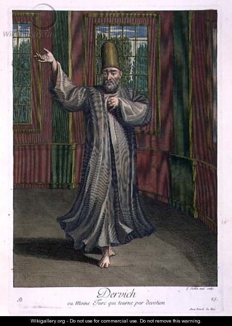 Dervish, or Turkish monk whirling in devotion, 18th century - Gerard Jean Baptiste Scotin