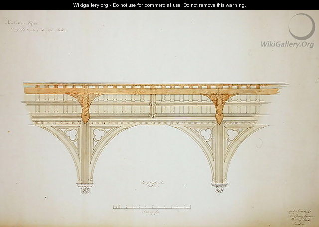 New College Oxford Design for New Hall Roof, 1865 - Sir George Gilbert Scott