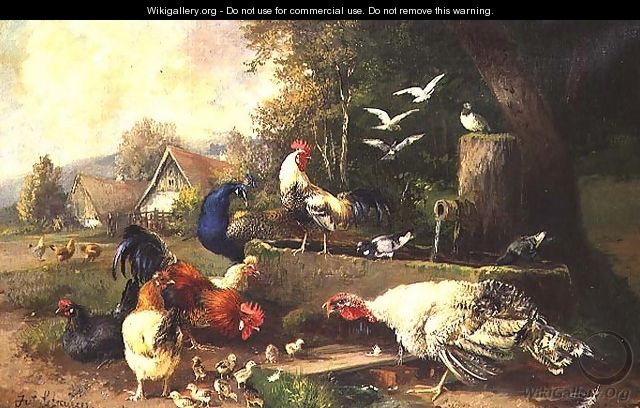 Poultry by a Pump - Julius Scheuerrer