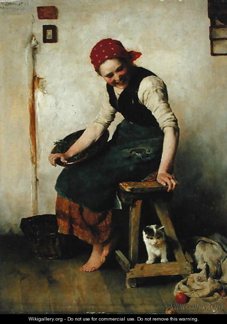 Young Girl with a Cat, 1884 - Theodor Schmidt