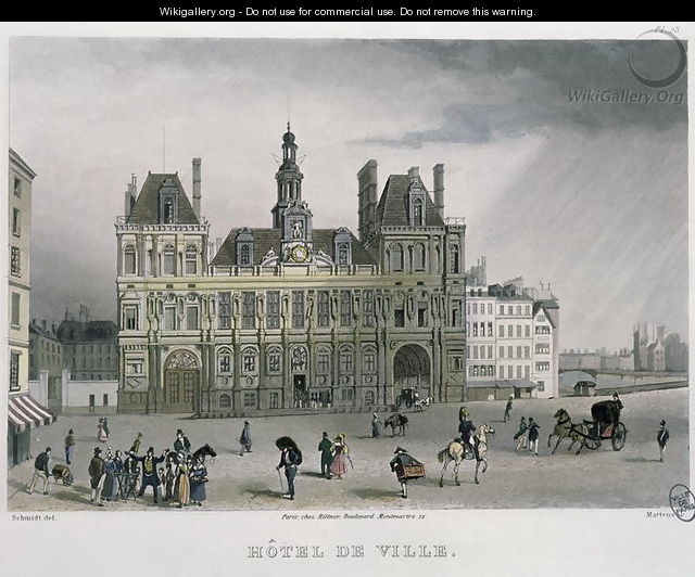The Hotel de ville, Paris, 1832 - (after) Schmidt, Bernhard