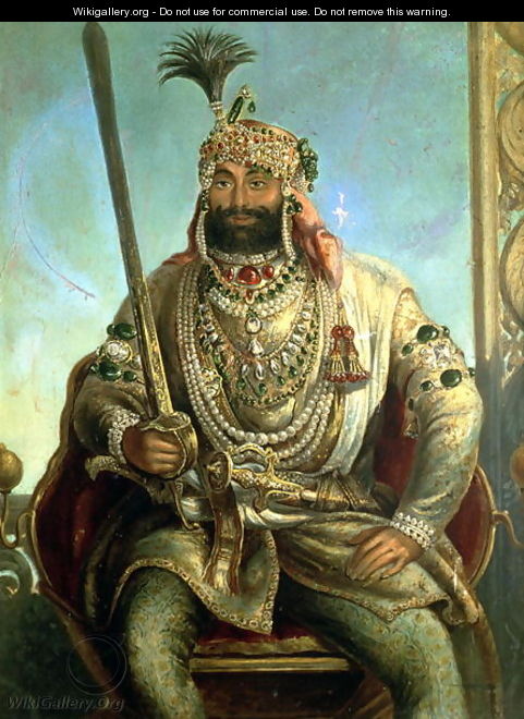 Portrait of Maharaja Sher Singh, In Regal Dress, c.1850 - August Theodor Schoefft