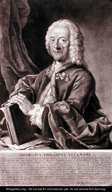 Portrait of Georg Philipp Telemann 1681-1757 engraved by Georg Preisler 1700-54 - (after) Schneider, Michael