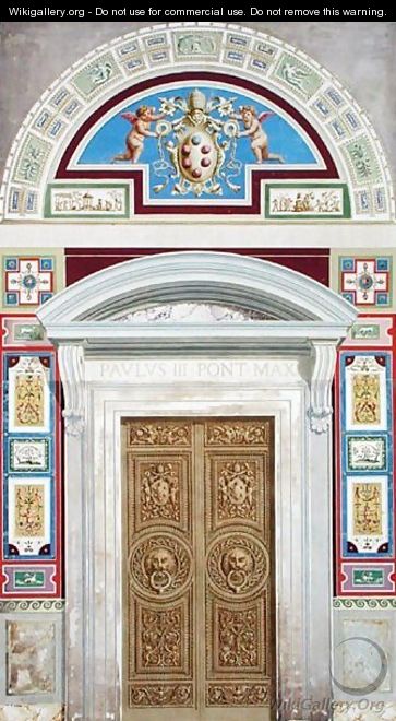 Doorway to the Raphael Loggia at the Vatican, from Delle Loggie di Rafaele nel Vaticano, engraved by Giovanni Ottaviani c.1735-1808, published c.1772-77 2 - (after) Savorelli, G. and Camporesi, P.